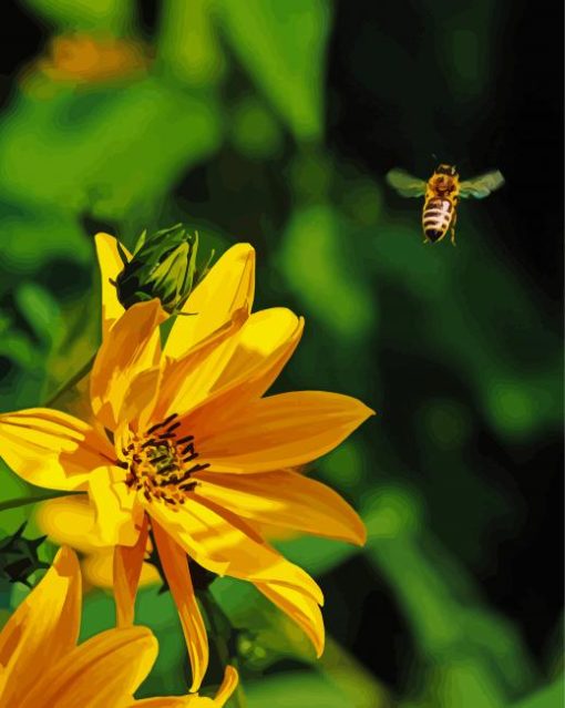 Yellow Flowers And Bee paint by numbers