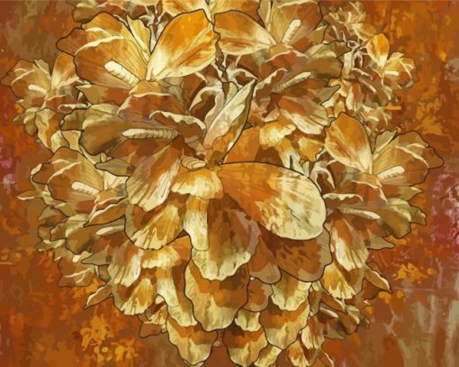 Abstract Gold Flower paint by numbers