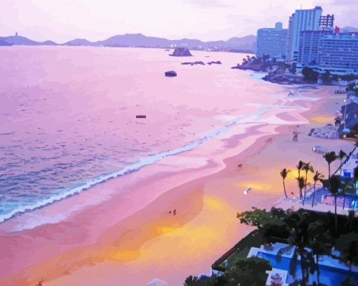 Acapulco Beach Sunset paint by numbers