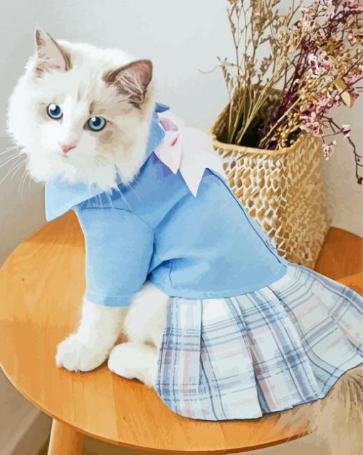 Aesthetic Cat In Dress paint by numbers