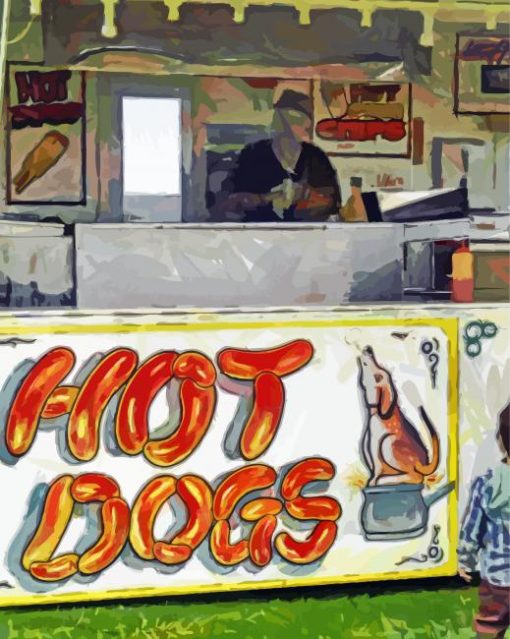 Aesthetic Hot Dog Stand Art paint by numbers