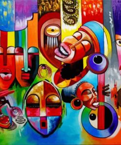 African Abstract Faces paint by numbers