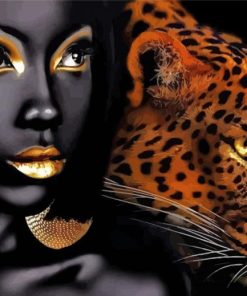 African Woman And Tiger Paint By Numbers