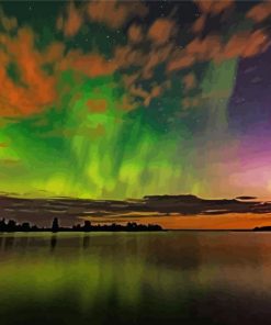 Aurora Lights Thunder Bay Landscape paint by numbers