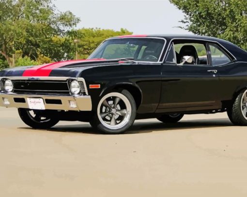 Black 72 Chevy Nova Car paint by numbers