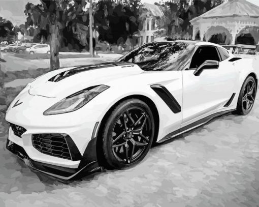 Black And White Corvette ZR1 paint by numbers