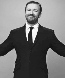 Black And White Ricky Gervais paint by numbers