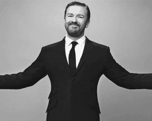 Black And White Ricky Gervais paint by numbers