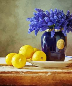 Blue Flowers And Lemons paint by numbers