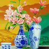 Blue And White Vase With Pink Flowers paint by numbers