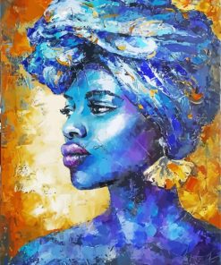 Blue Gold African Woman paint by numbers