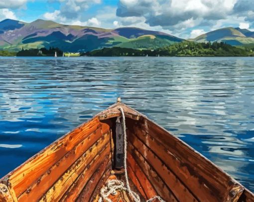 Boat In Derwent Water Lake paint by numbers