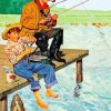 Boy And Grandpa Fishing paint by numbers