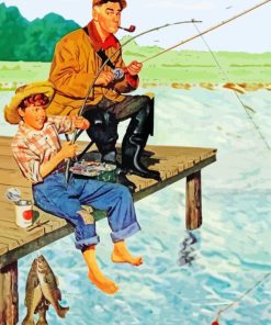 Boy And Grandpa Fishing paint by numbers