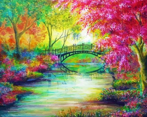 Bridge Paradise Landscape Art paint by numbers