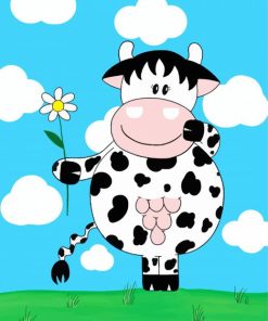 Cartoon Cow With Daisy Paint By Numbers