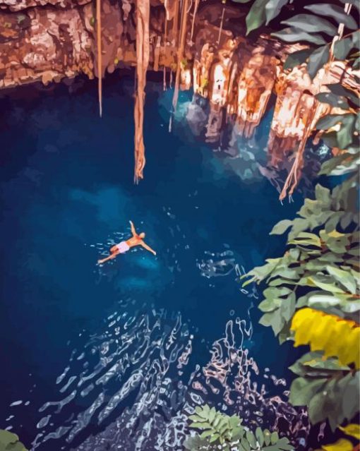 Cenotes Water paint by numbers