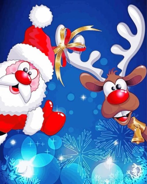 Christmas Santa And Rudolph paint by numbers