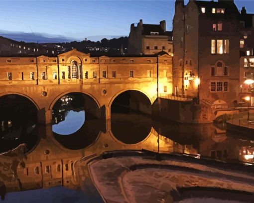 City Of Bath At Night Paint By Numbers