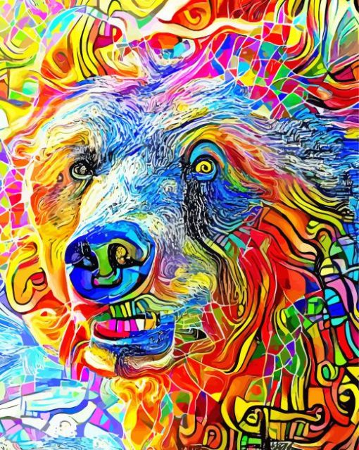 Colorful Abstract Bear paint by numbers