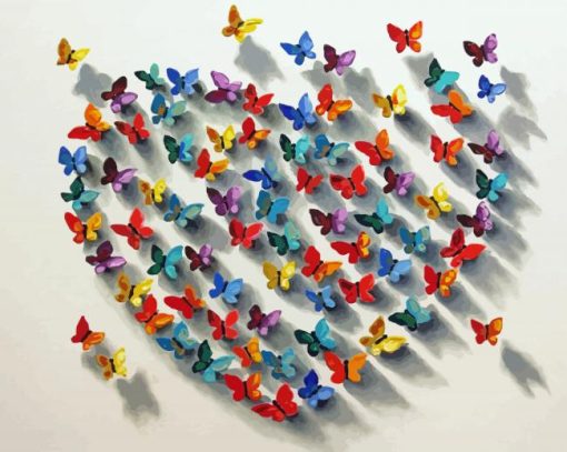 Colorful Butterflies Heart paint by numbers