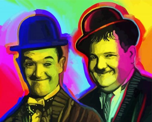 Colorful Laurel And Hardy paint by numbers