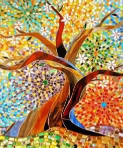 Colorful Mosaic Tree paint by numbers