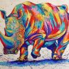 Colorful Rhino Art paint by numbers