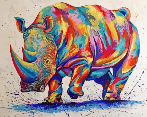 Colorful Rhino Art paint by numbers