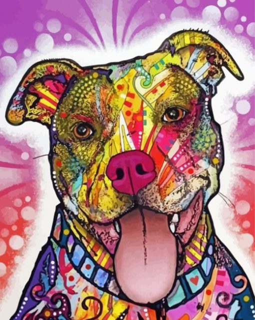 Colorful Staffy Dog Animal paint by numbers