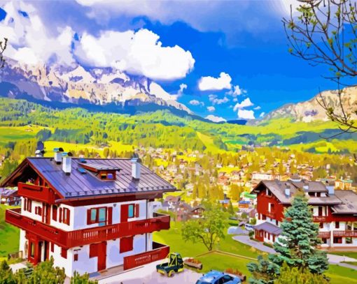 Cortina Dampezzo Village In Italy paint by numbers