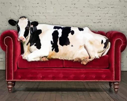 Cow On Sofa paint by numbers