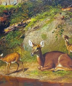 Deer And Cubs Animals Art paint by numbers