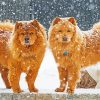 Dog Couple In Snow paint by numbers