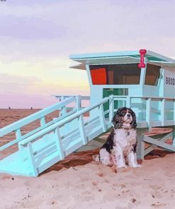 Dogs At The Beach Lifeguard Stand paint by numbers