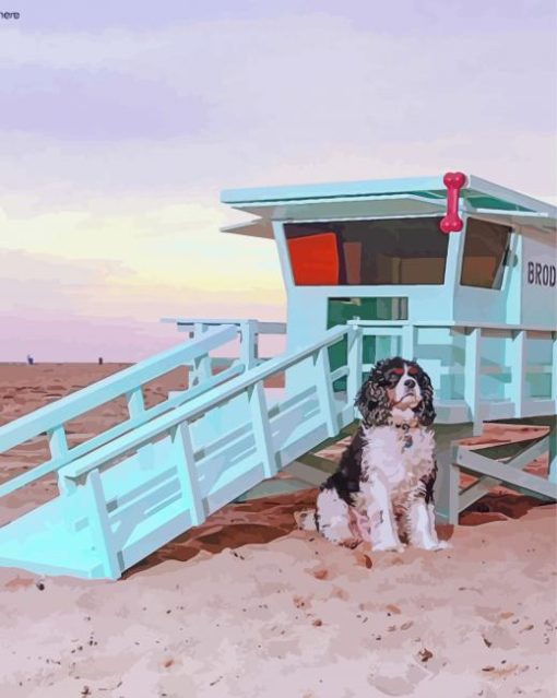 Dogs At The Beach Lifeguard Stand paint by numbers