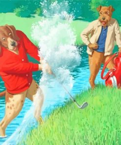 Dogs Playing Golf paint by numbers