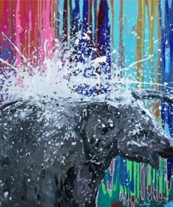 Elephant Bathing Art Paint By Numbers