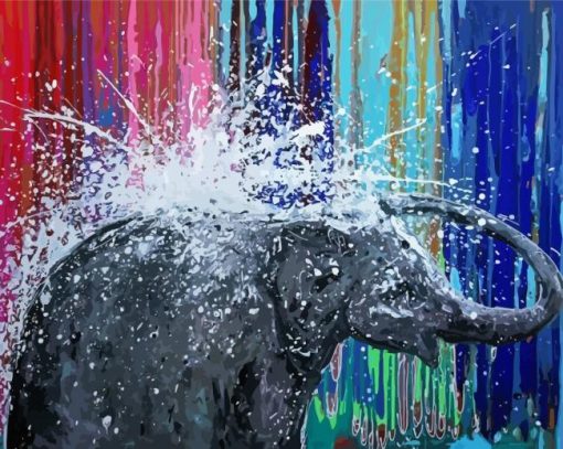 Elephant Bathing Art Paint By Numbers