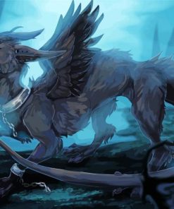 Fantasy Wolf Dragon paint by numbers