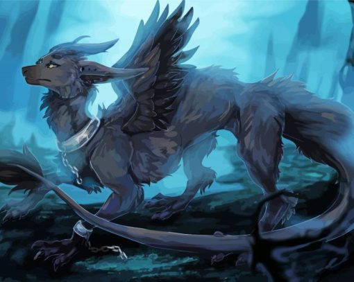 Fantasy Wolf Dragon paint by numbers