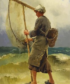 Fisherwoman By The Sea paint by numbers