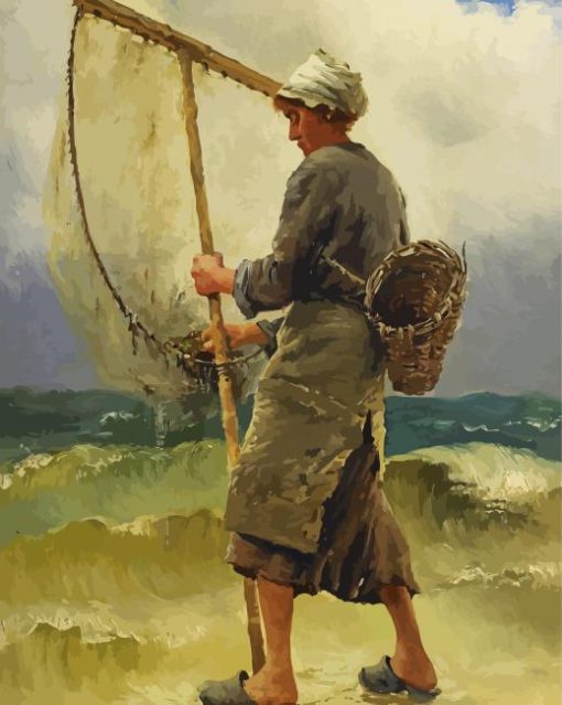 Fisherwoman By The Sea paint by numbers