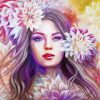 Floral Art Blonde Girl paint by numbers