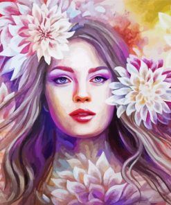 Floral Art Blonde Girl paint by numbers