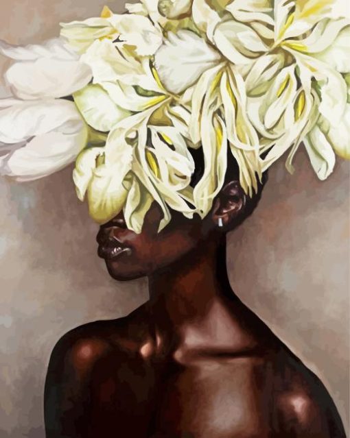 Floral Black Woman paint by numbers