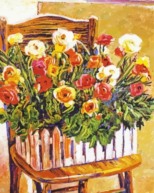 Flowers Box On Chair paint by numbers