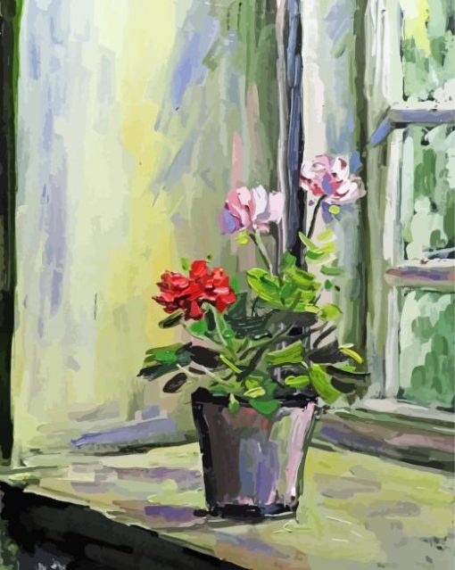 Flowers By Window Art paint by numbers