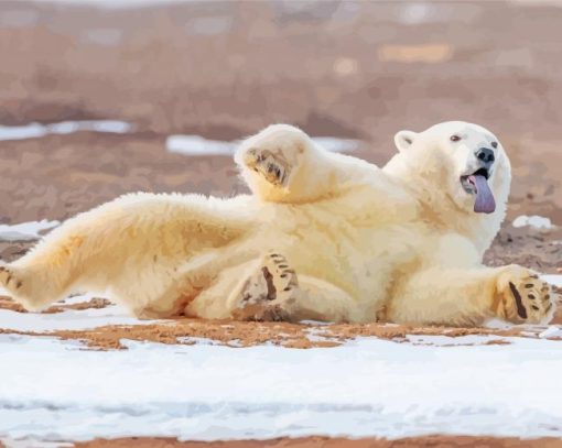 Funny Polar Bear With Tongue Out paint by numbers