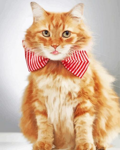 Ginger Cat With Bow Tie paint by numbers